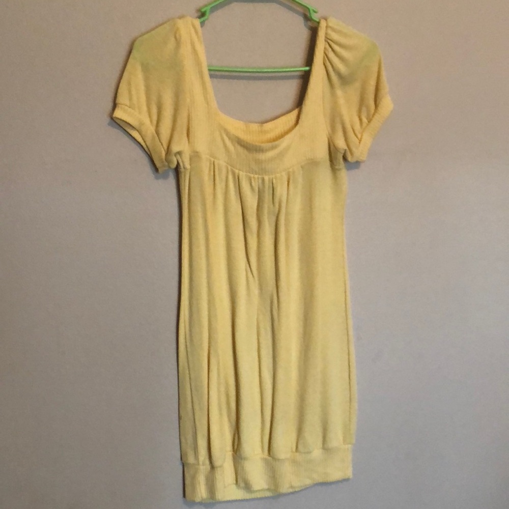 Yellow sweater dress